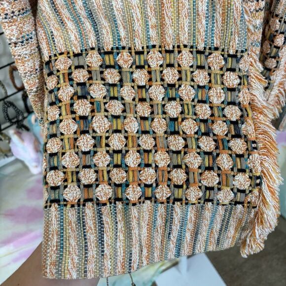 CHICOS 2 (large) Stylish Tweed Women's Multicolor Sweater Cardigan Jacket - Picture 11 of 12